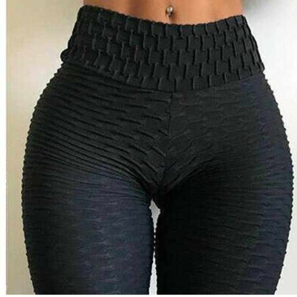 Womens Yoga Pants Anti-Cellulite Push Up Ruched High Waist Leggings Butt Lifting - Picture 2 of 16